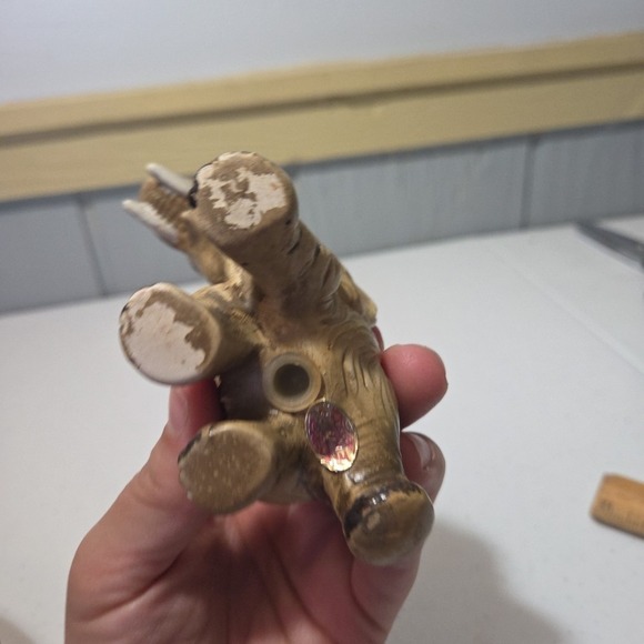 Vintage Porcelain Grey Tan Trunk Up Elephant Salt Shaker Japan Good Luck - Picture 9 of 12